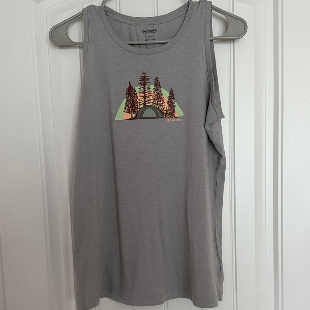 Columbia Women’s Gray Graphic Camp Tank Top Large